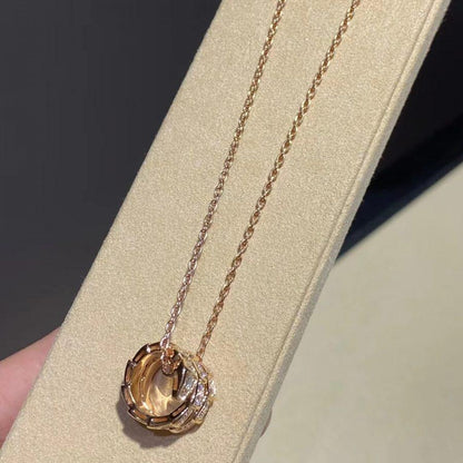 [Marins]SERPENTI PINK GOLD NECKLACE DOUBLE RING DIAMOND