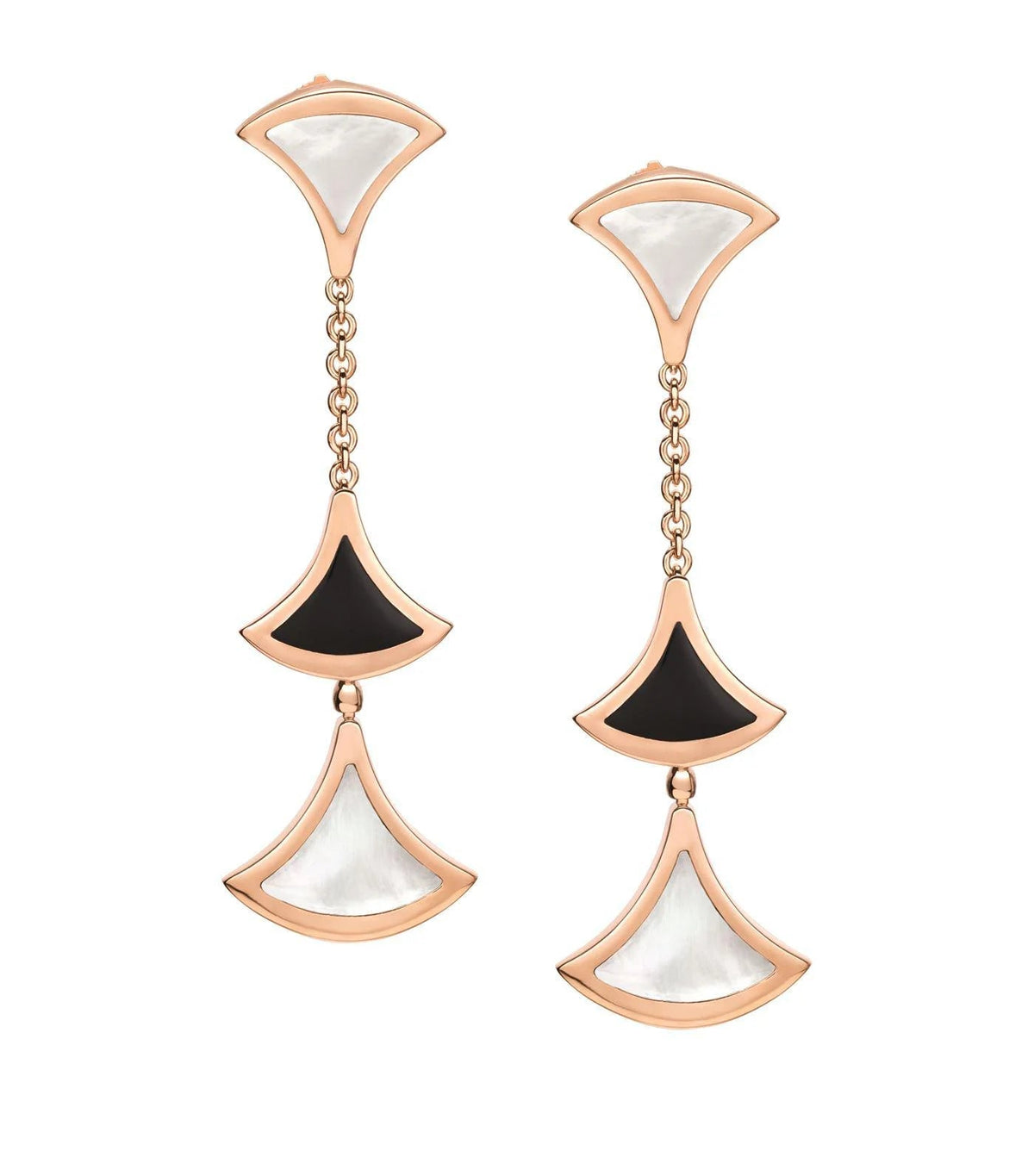 [Marins]DREAM EARRINGS 3 MOTIFS ONYX MOP PINK GOLD