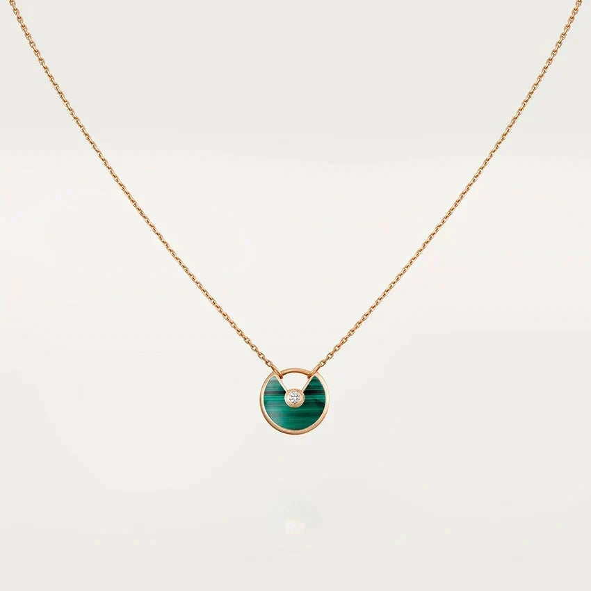 [Marins]AMULETTE ROSE GOLD MALACHITE NECKLACE