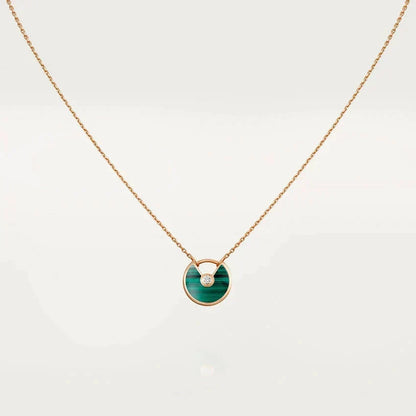 [Marins]AMULETTE ROSE GOLD MALACHITE NECKLACE