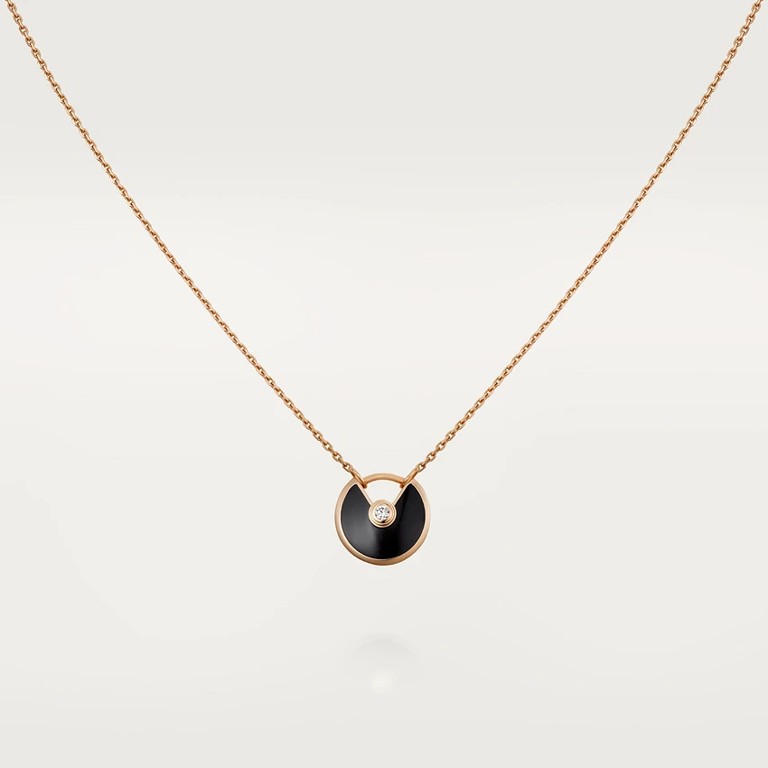 [Marins]AMULETTE ROSE GOLD ONYX NECKLACE