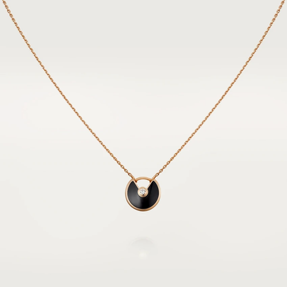 [Marins]AMULETTE ROSE GOLD ONYX NECKLACE