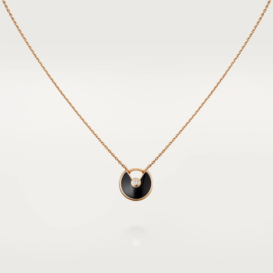 [Marins]AMULETTE ROSE GOLD ONYX NECKLACE