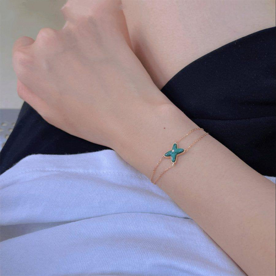 [Marins]JEUX BRACELET MALACHITE PINK GOLD 1 DIAMOND
