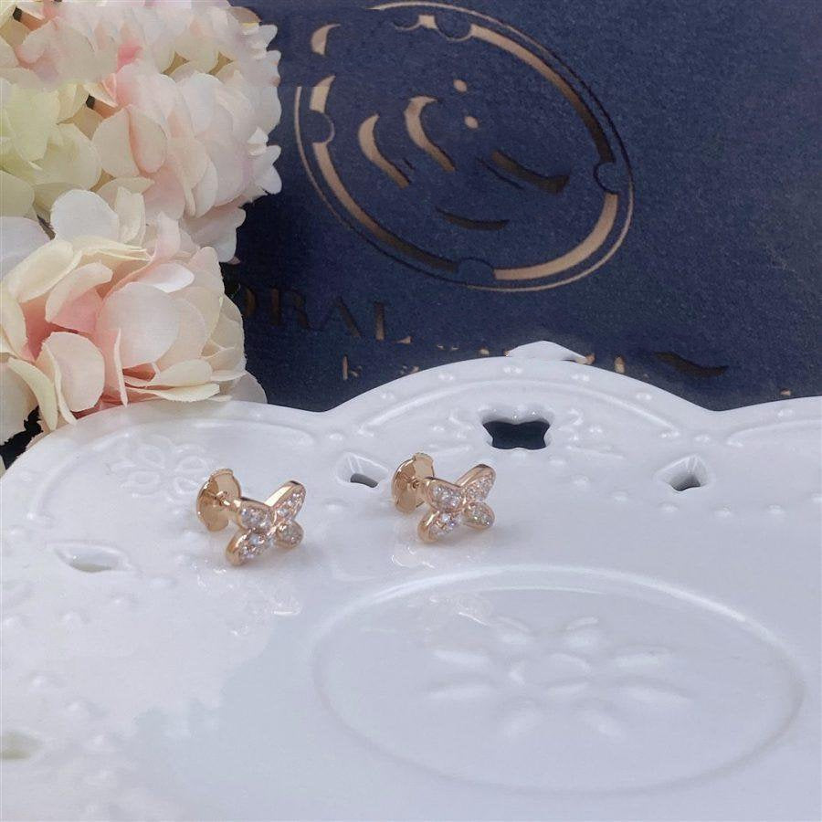 [Marins]JEUX DE PINK GOLD DIAMOND EARRINGS