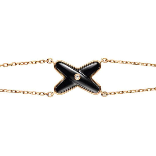 [Marins]JEUX BRACELET ONYX PINK GOLD 1 DIAMOND