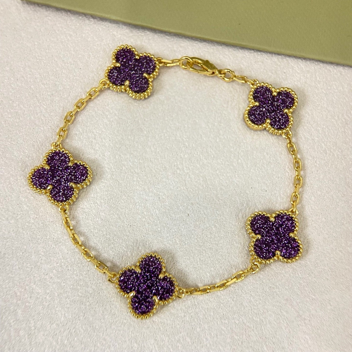 [Marins]NEW PURPLE SAND-GOLD FOUR-LEAF CLOVER 5-FLOWER BRACELET