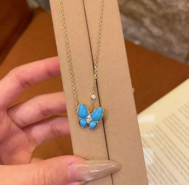 [Marins]Turquoise Butterfly Gold Necklace