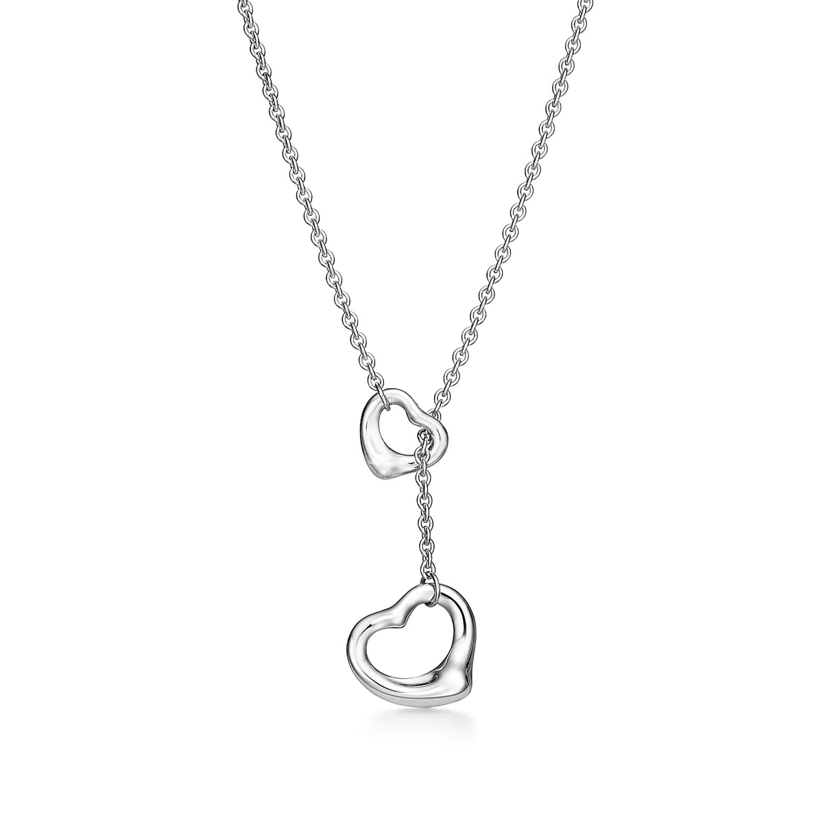 [Marins]OPEN HEART LARIAT NECKLACE SILVER