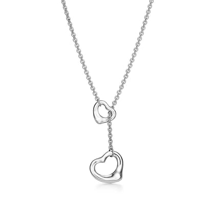 [Marins]OPEN HEART LARIAT NECKLACE SILVER