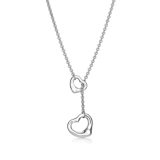 [Marins]OPEN HEART LARIAT NECKLACE SILVER