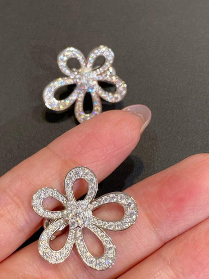 [Marins]FLOWERLACE EARRINGS FULL DIAMONDS