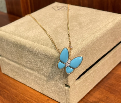 [Marins]Turquoise Butterfly Gold Necklace