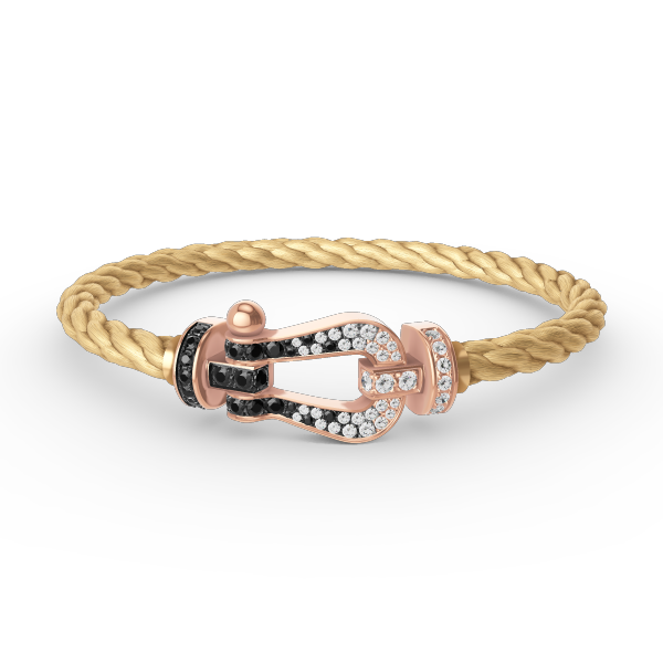 [Marins]FORCE LARGE HORSESHOE BLACK WHITE DIAMOND BRACELET ROSE GOLD