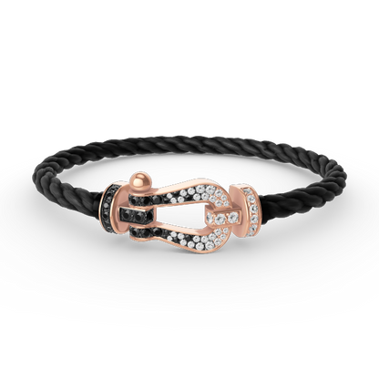 [Marins]FORCE LARGE HORSESHOE BLACK WHITE DIAMOND BRACELET ROSE GOLD