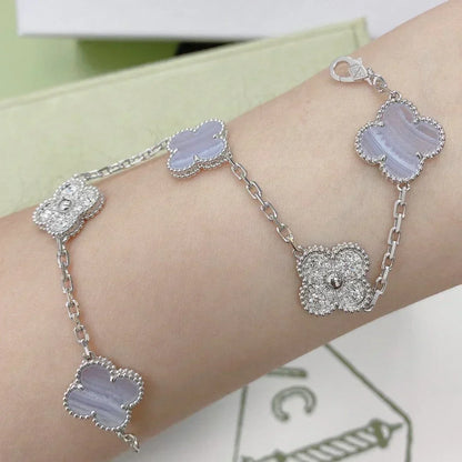 [Marins] CLOVER 5 MOTIF PURPLE CHALCEDONY BRACELET COLLECTION