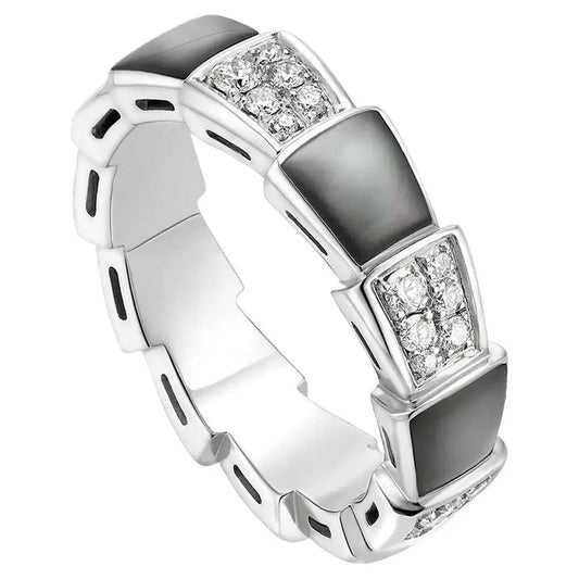 [Marins]SERPENTI RING SILVER DIAMOND BLACK MOP 4MM
