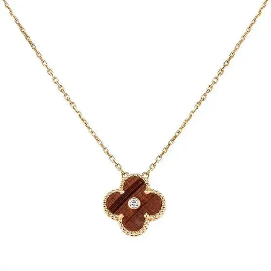 [Marins]CLOVER 15MM DIAMOND AND YELLOW TIGER'S EYE AGATE necklace