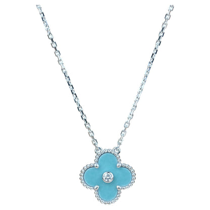 [Marins]CLOVER 15MM DIAMOND SVRES PORCELAIN  NECKLACE SILVER