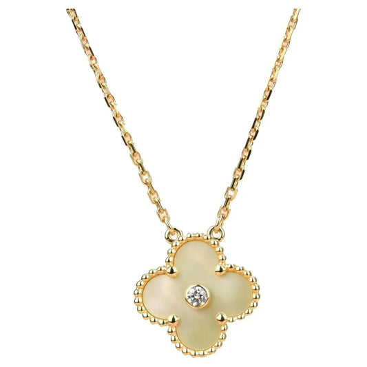 [Marins]CLOVER 15MM DIAMOND GOLD MOTHER OF PEARL NECKLACE