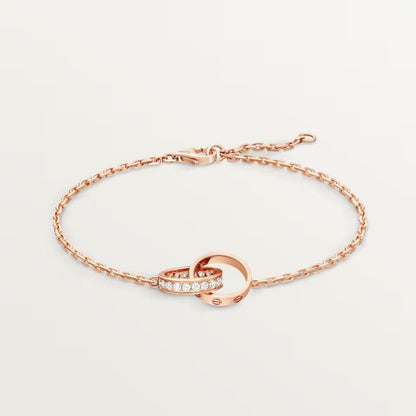 [Marins]LOVE DOUBLE RING HALF DIAMOND BRACELET