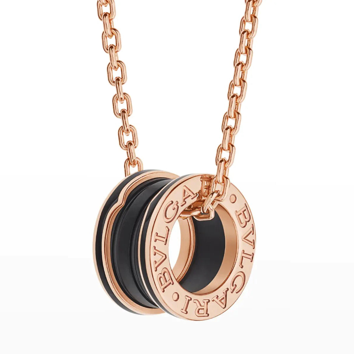 [Marins]ZERO 1 BLACK CERAMIC PINK GOLD NECKLACE