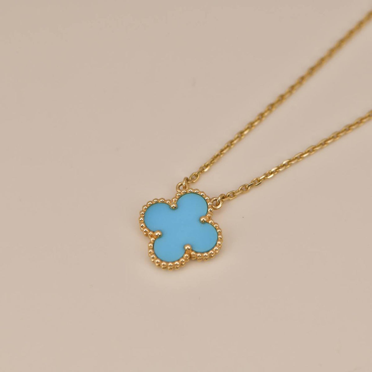 [Marins]CLOVER 15MM VINTAGE TURQUOISE NECKLACE