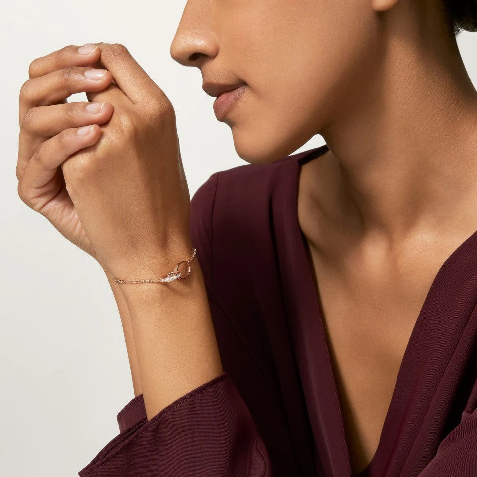 [Marins]LOVE DOUBLE RING HALF DIAMOND BRACELET