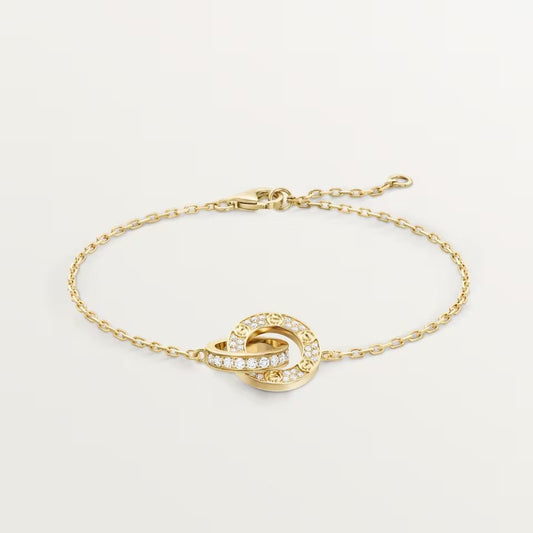 [Marins]LOVE DOUBLE RING FULL DIAMOND BRACELET