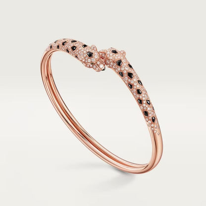 [Marins]PANTHERE DOUBLE HEADED HALF DIAMOND OPEN BRACELET