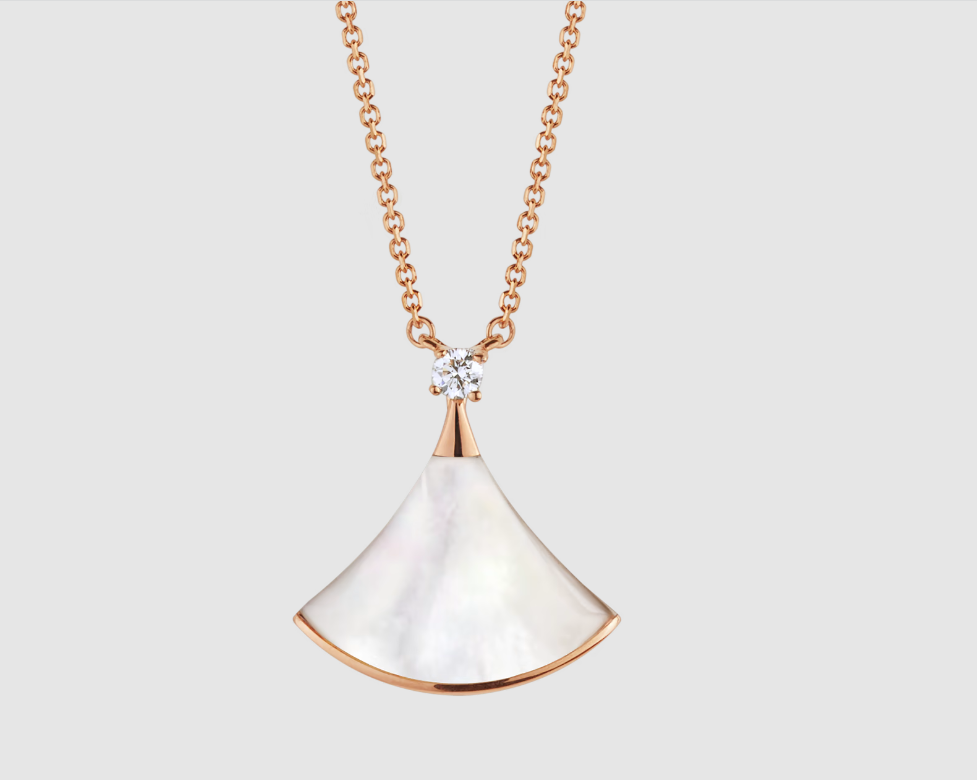 [Marins]DREAM NECKLACE WHITE MOP PINK GOLD 1 DIAMOND
