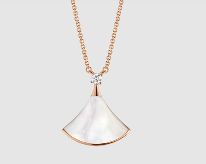 [Marins]DREAM NECKLACE WHITE MOP PINK GOLD 1 DIAMOND