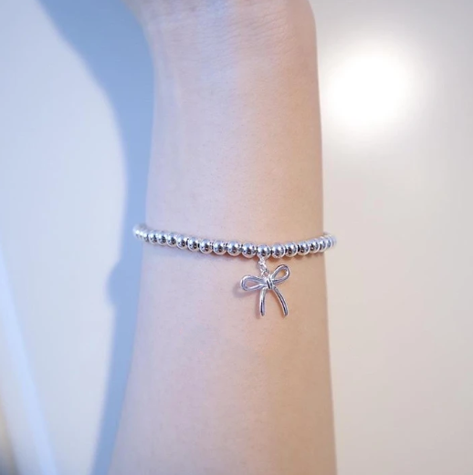 [Marins]STERLING SILVER BOW BEAD BRACELET
