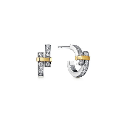 [Marins]EDGE DIAMOND PINK GOLD EARRINGS
