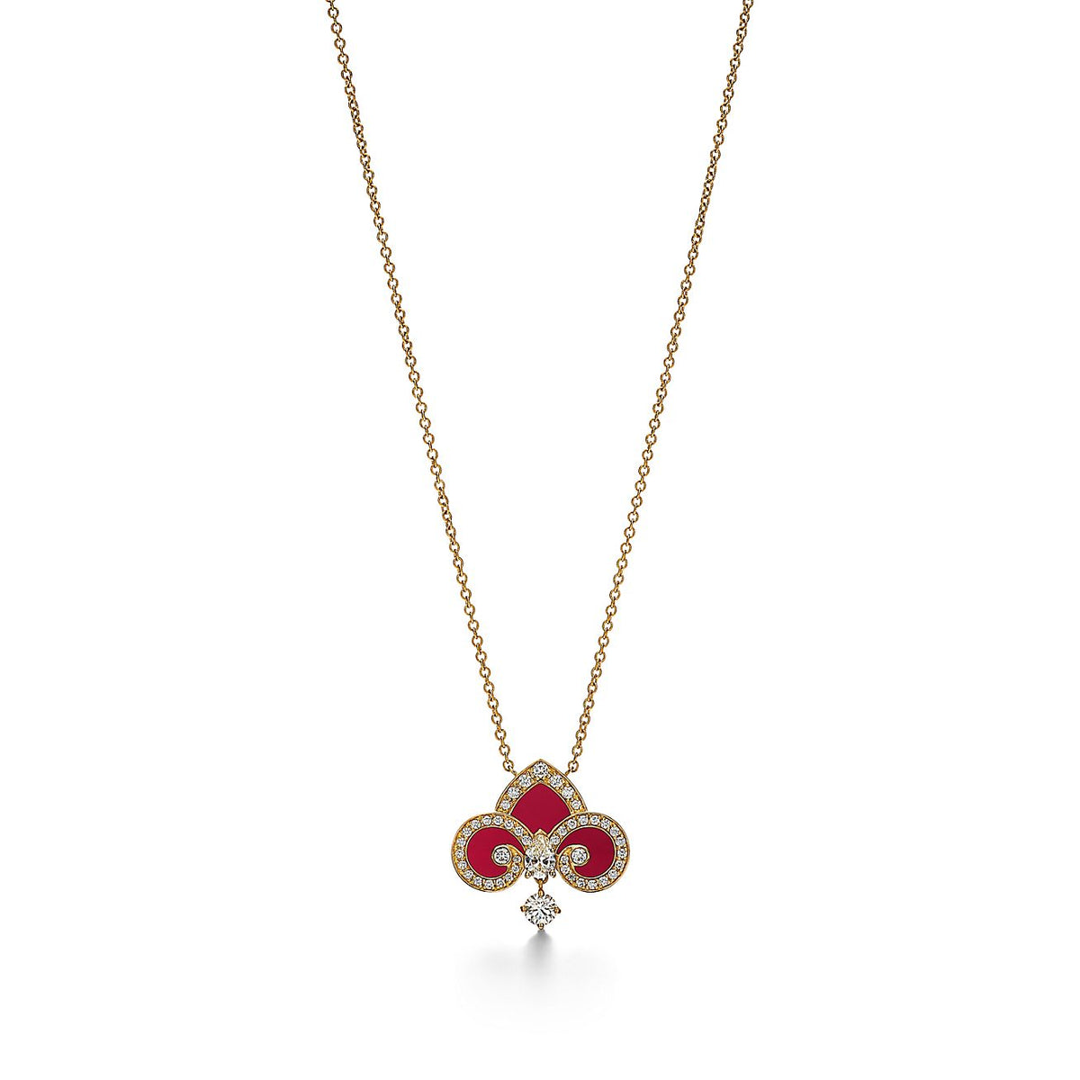 [Marins]FLEUR DE LIS PINK GOLD DIAMOND NECKLACE