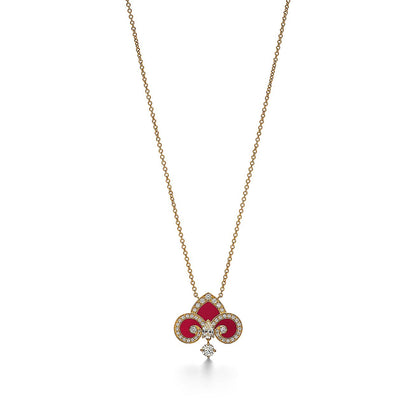 [Marins]FLEUR DE LIS PINK GOLD DIAMOND NECKLACE