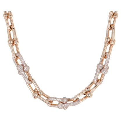 [Marins]HARDWEAR GRADUATED LINK NECKLACE ROSE GOLD WITH PAVE DIAMONDS