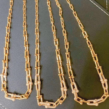 [Marins]HARDWEAR GRADUATED LINK NECKLACE ROSE GOLD WITH PAVE DIAMONDS