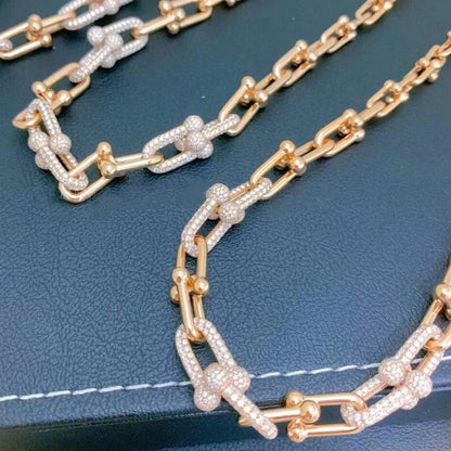 [Marins]HARDWEAR GRADUATED LINK NECKLACE ROSE GOLD WITH PAVE DIAMONDS