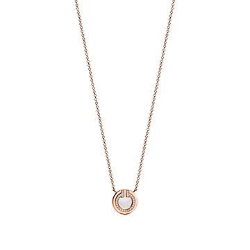 [Marins]DIAMOND AND MOTHER PEARL CIRCLE NECKLACE PENDANT