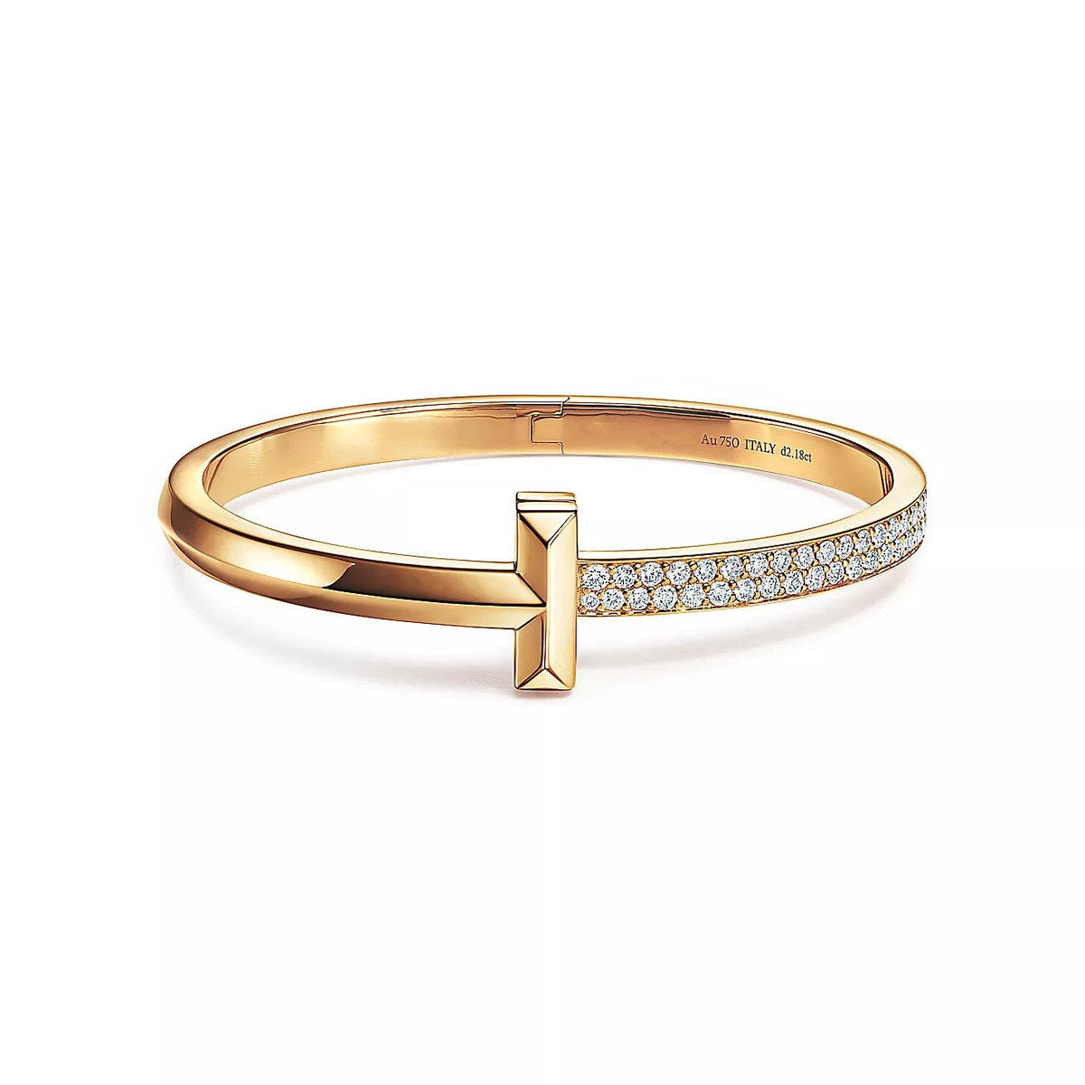 [Marins]T1 WIDE DIAMOND HINGED BANGLE PINK GOLD