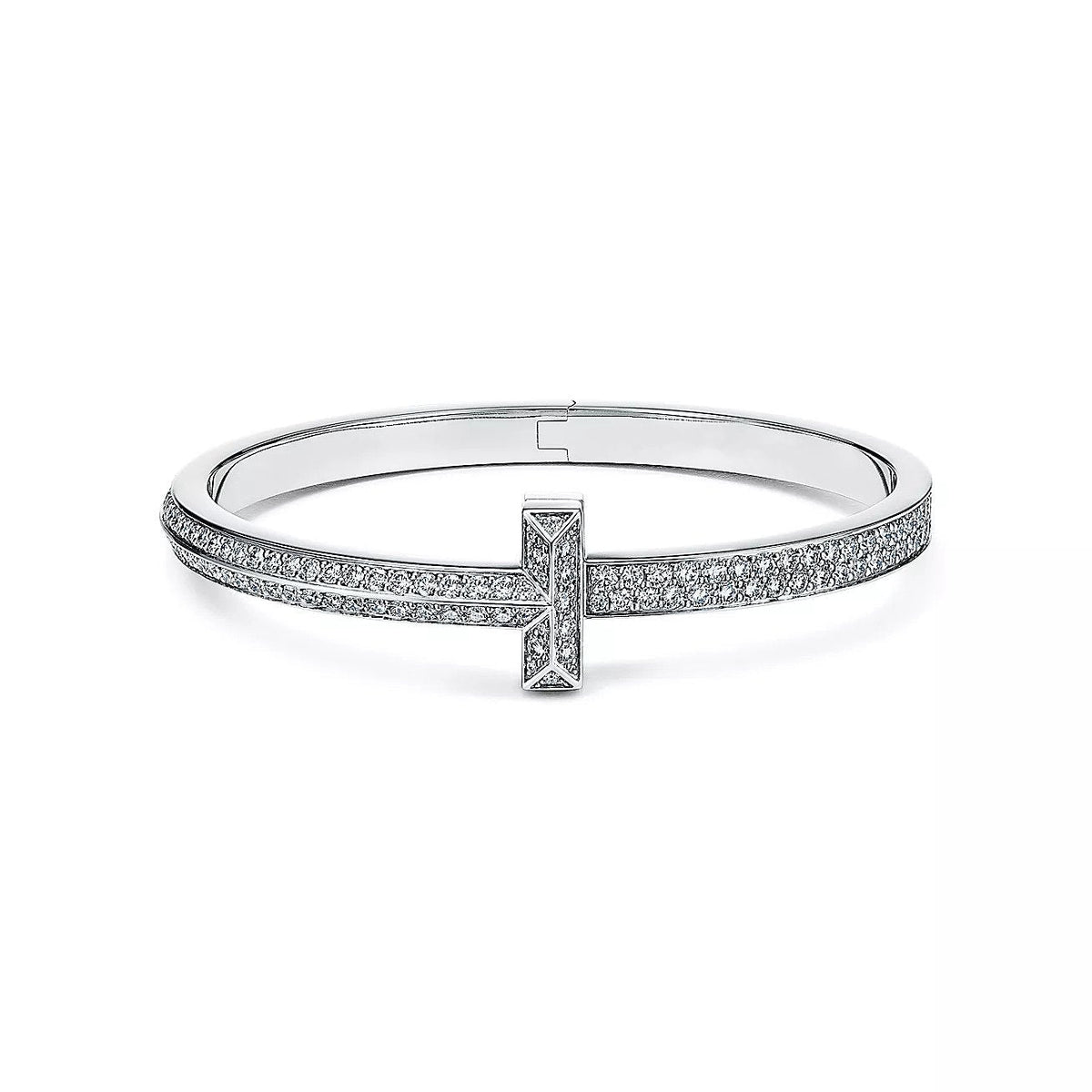 [Marins]WIDE DIAMONDS HINGED BANGLE SILVER