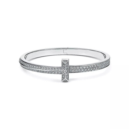 [Marins]WIDE DIAMONDS HINGED BANGLE SILVER