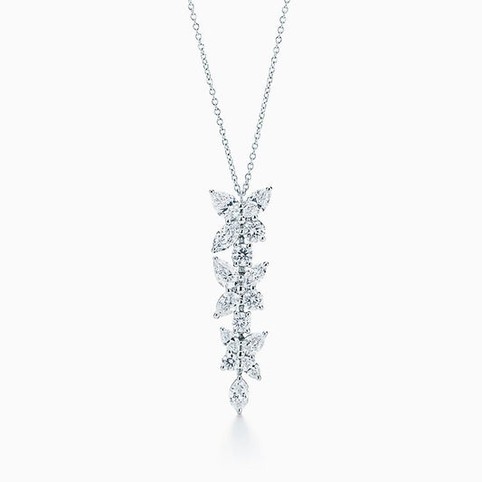 [Marins]MIXED CLUSTER DIAMOND DROP PENDANT