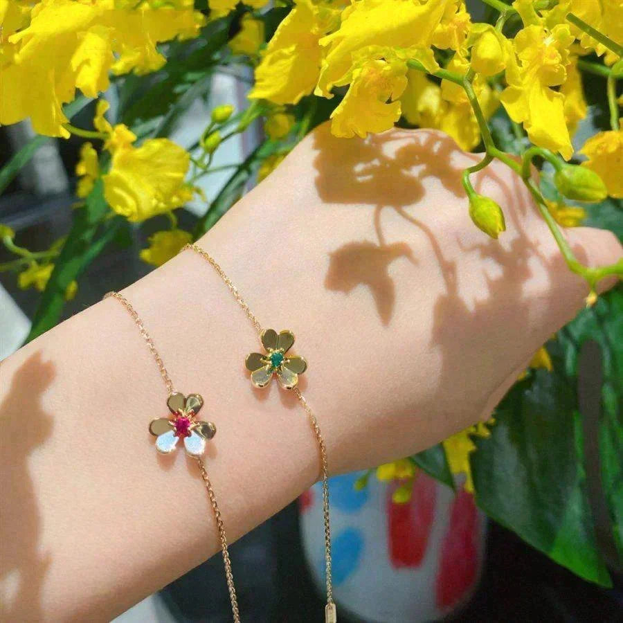 [Marins]FRIVOLE GOLD FLOWER PINK MALACHITE BRACELET