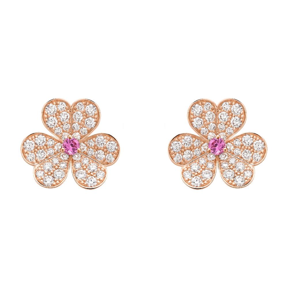 [Marins]FRIVOLE PINK GOLD FLOWER DIAMOND EARRINGS