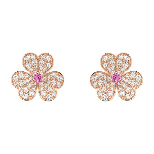[Marins]FRIVOLE PINK GOLD FLOWER DIAMOND EARRINGS