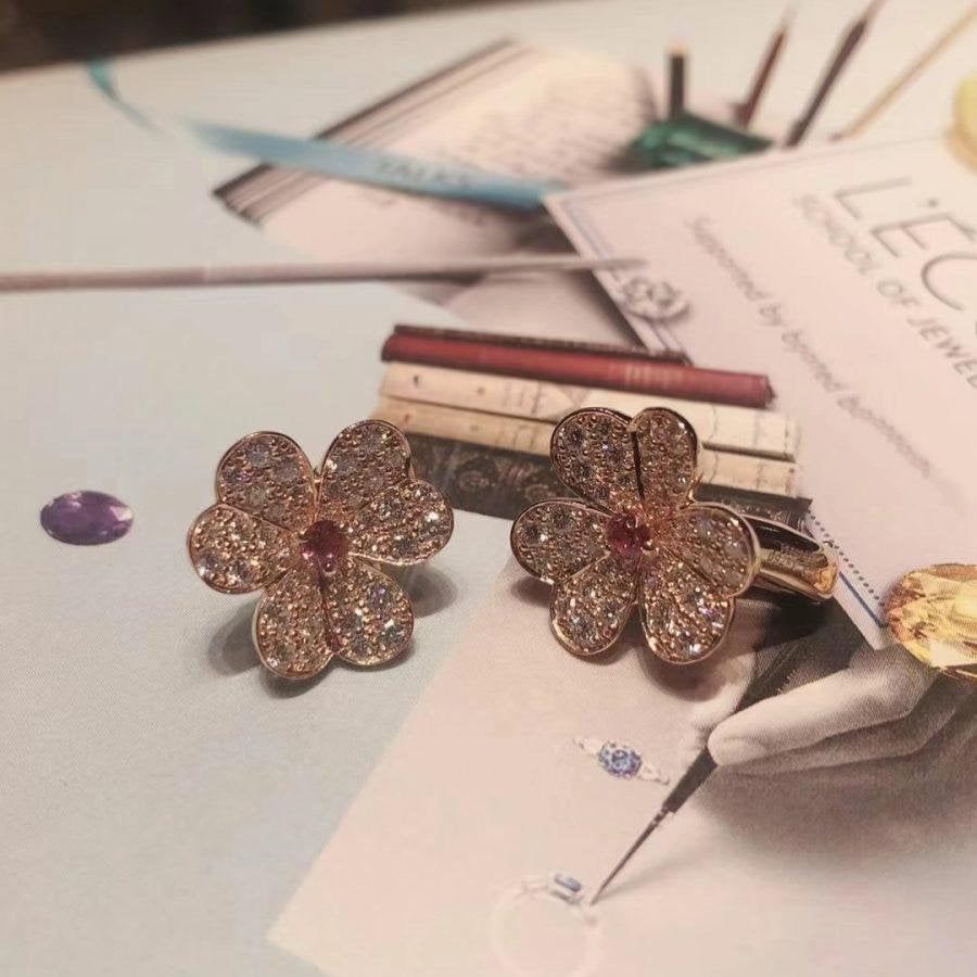 [Marins]FRIVOLE PINK GOLD FLOWER DIAMOND EARRINGS