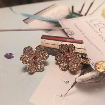 [Marins]FRIVOLE PINK GOLD FLOWER DIAMOND EARRINGS