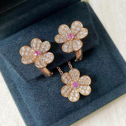 [Marins]FRIVOLE PINK GOLD FLOWER DIAMOND EARRINGS